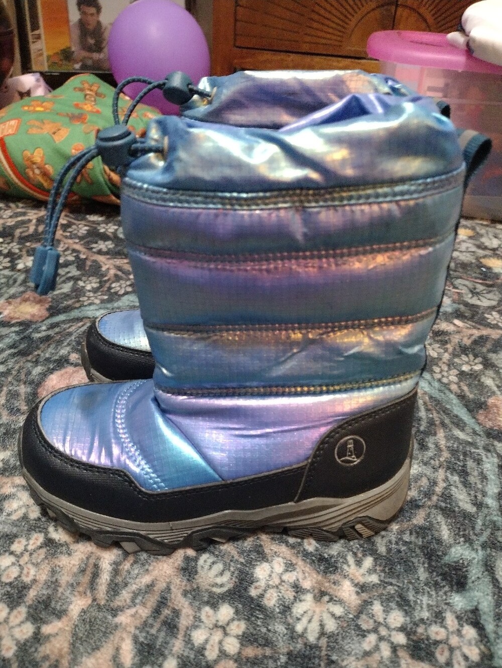 Lands' End Iridescent Blue-Purple Kids Snow Boots